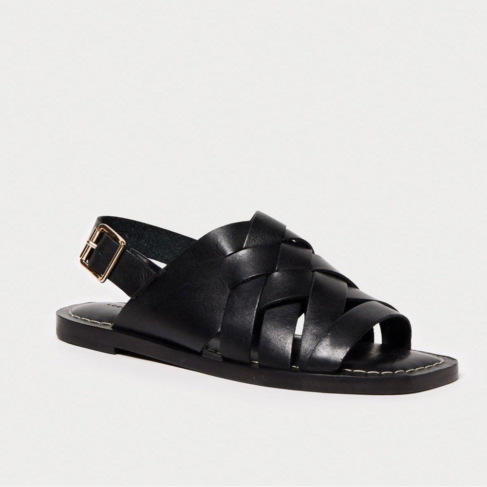 EUC Loeffler Randall Black Grayson Braided Leather Flat Sandals (Size: 7 1/2) - Picture 1 of 10